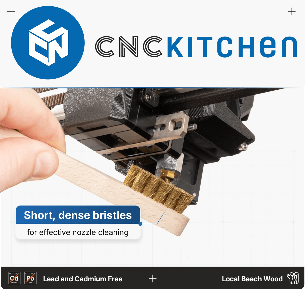 CNC Kitchen Brass Nozzle Cleaning Brush Tool - sayercnc - 3D Printer Parts Australia