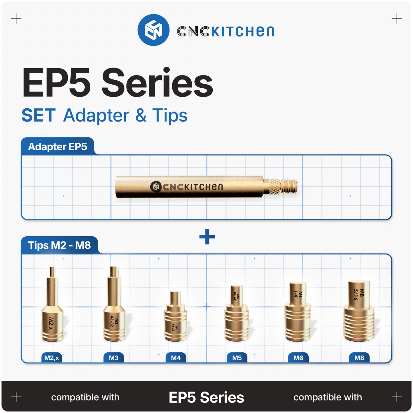 CNC Kitchen EP 5 Heat Set Insert Soldering Iron Adaptor and Tips - sayercnc - 3D Printer Parts Australia