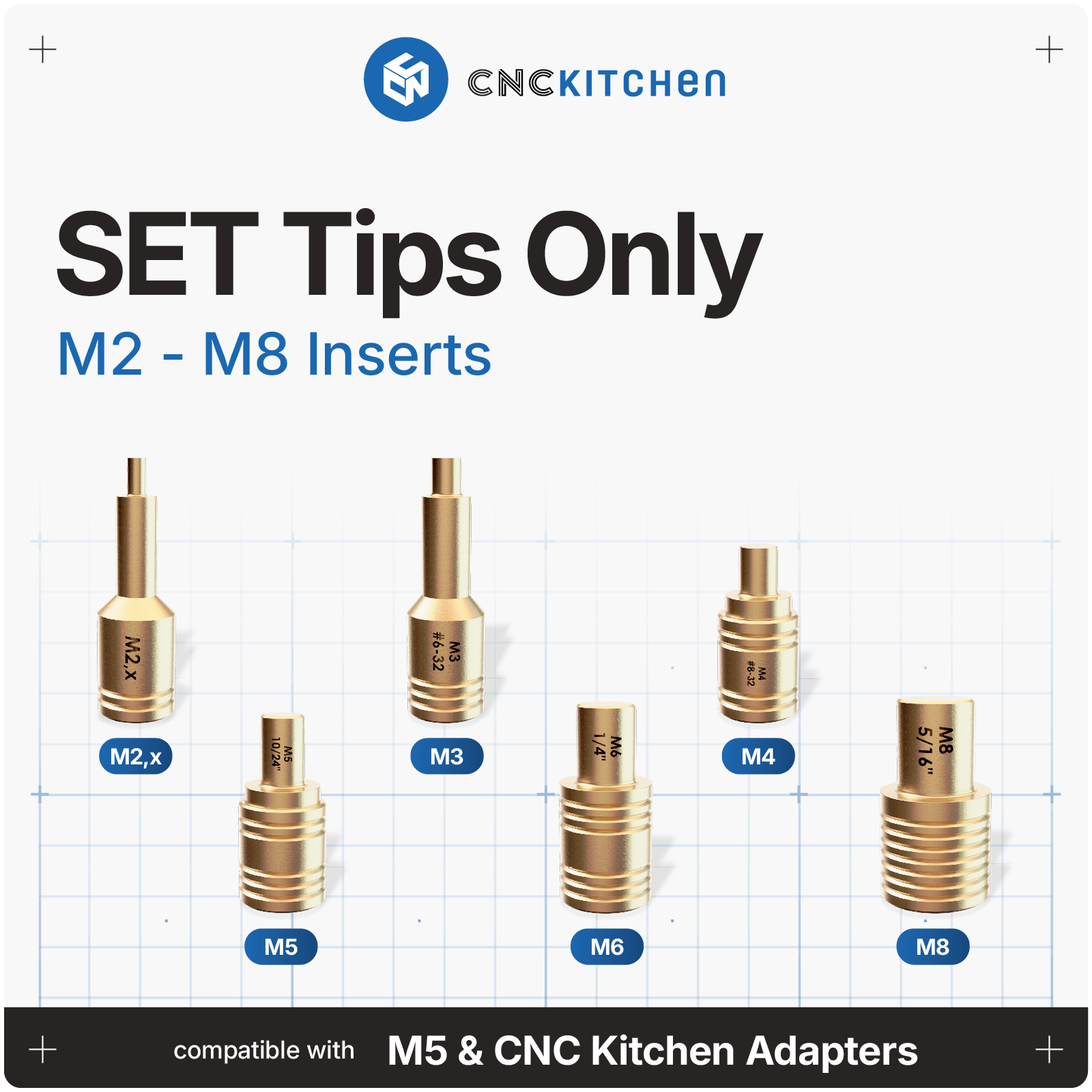 CNC Kitchen Heat Insert Replacement Tip Spares For Soldering Iron Adaptors - sayercnc - 3D Printer Parts Australia