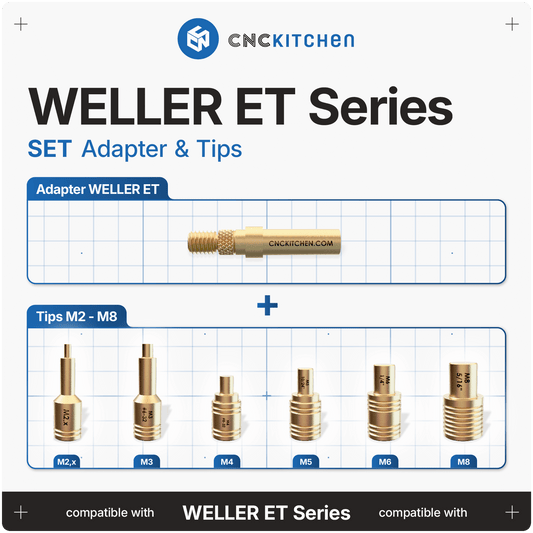 CNC Kitchen Heat Set Insert Soldering Iron Tips for Assorted Weller Irons ET - sayercnc - 3D Printer Parts Australia