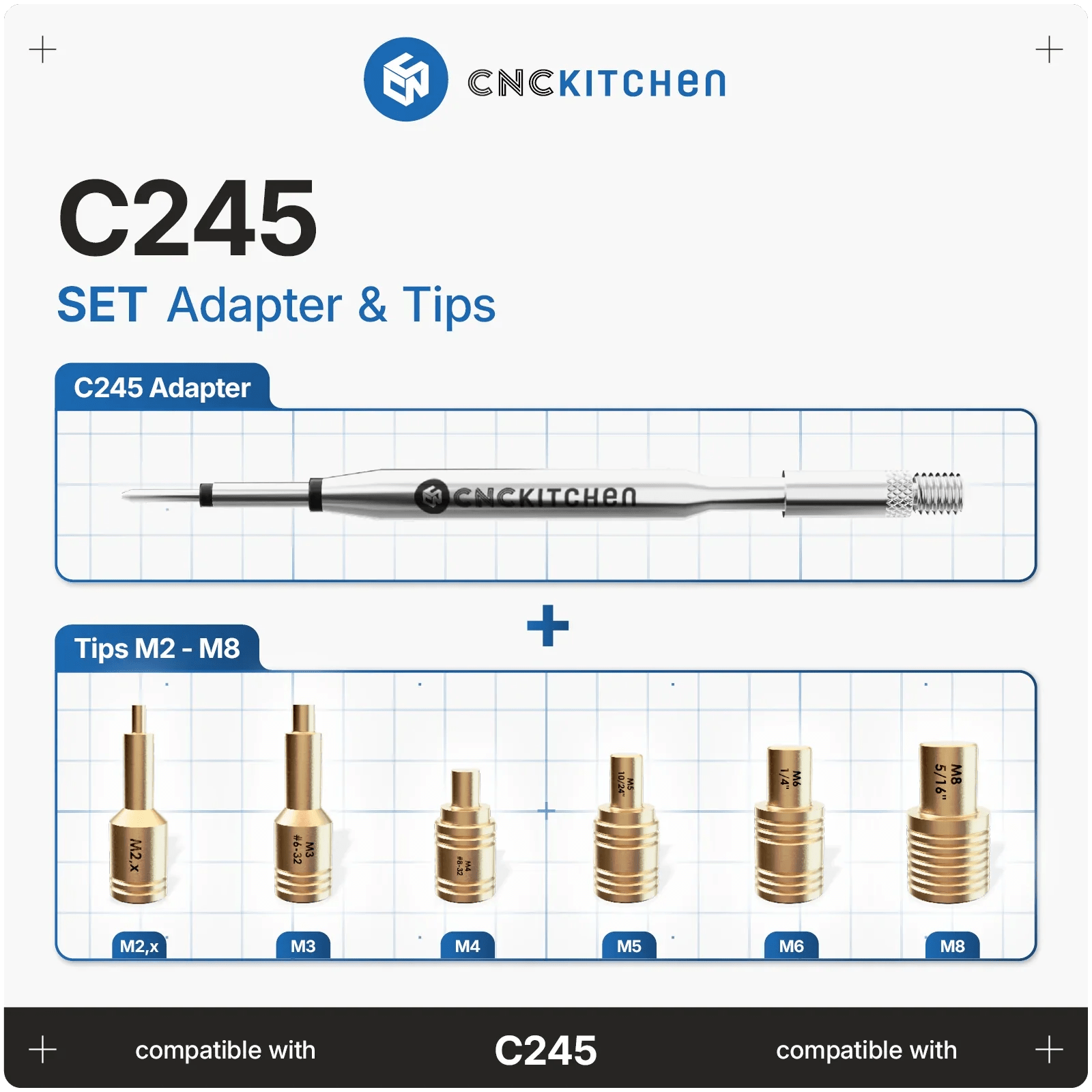 CNC Kitchen Heat Set Insert Soldering Iron Tips for C245 Applications - sayercnc - 3D Printer Parts Australia
