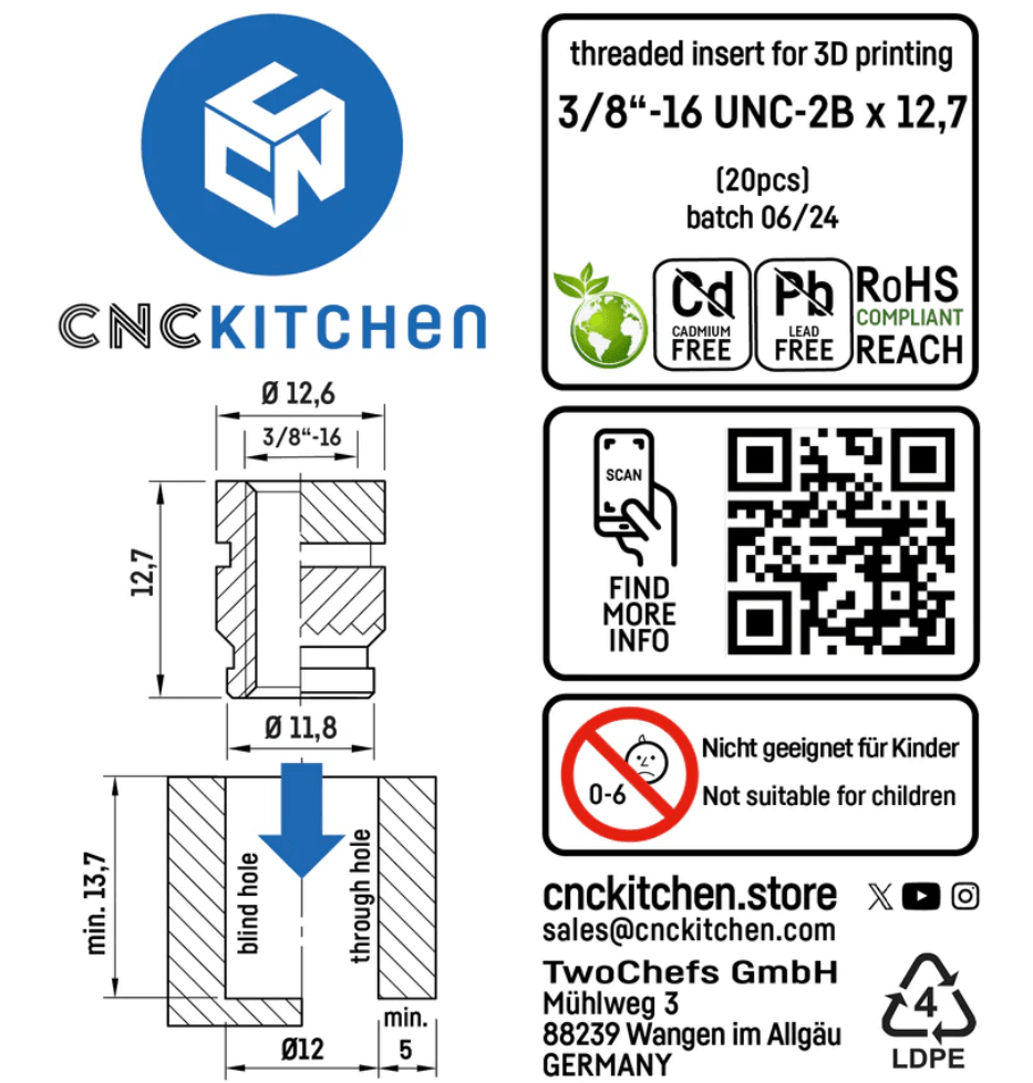 CNC Kitchen Heat Threaded Insert M2 M2.5 M3 VORON M4 M5 M6 M8 1/4" 1/8" 3/8" MIXED SET - sayercnc - 3D Printer Parts Australia