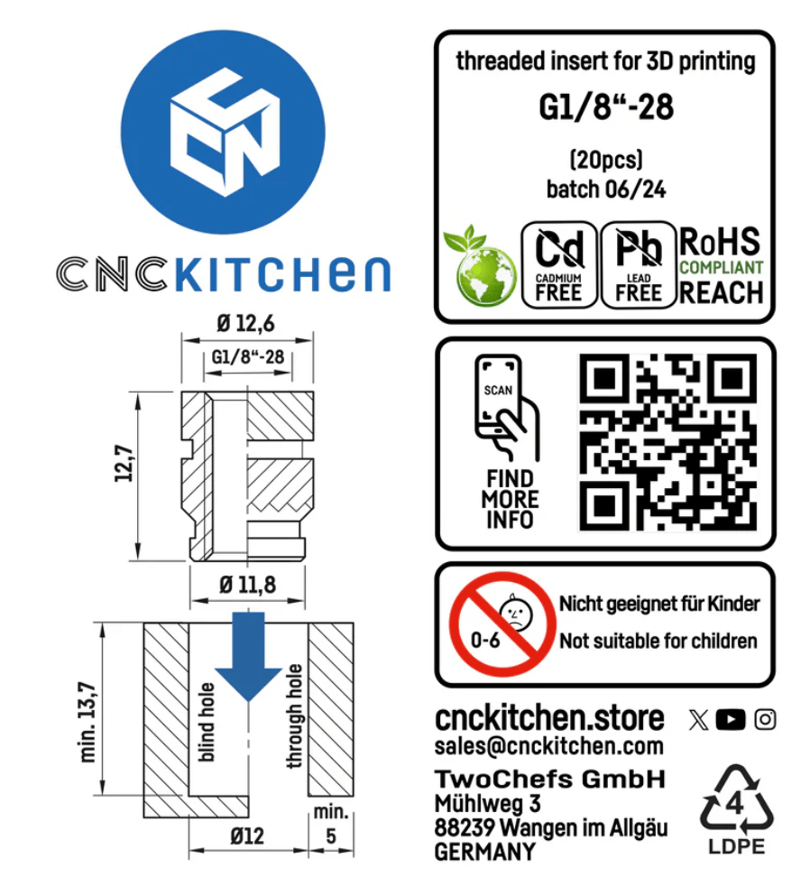 CNC Kitchen Heat Threaded Insert M2 M2.5 M3 VORON M4 M5 M6 M8 1/4" 1/8" 3/8" MIXED SET - sayercnc - 3D Printer Parts Australia