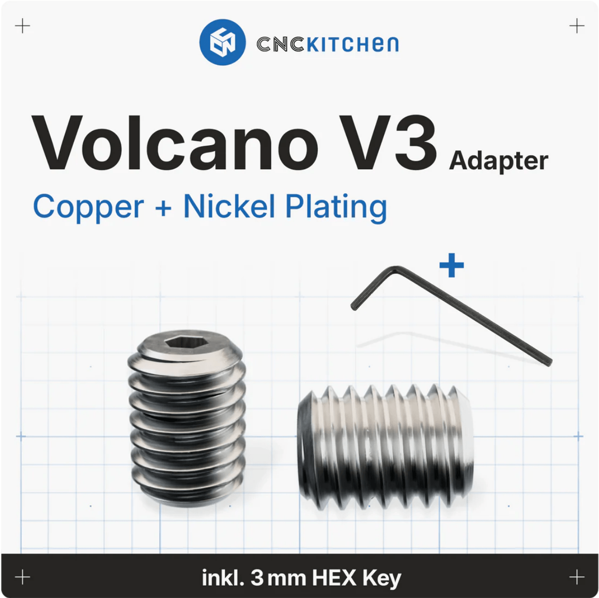 CNC Kitchen Plated Volcano Adapter V3 Adapt V6 Nozzles to Volcano Blocks - sayercnc - 3D Printer Parts Australia