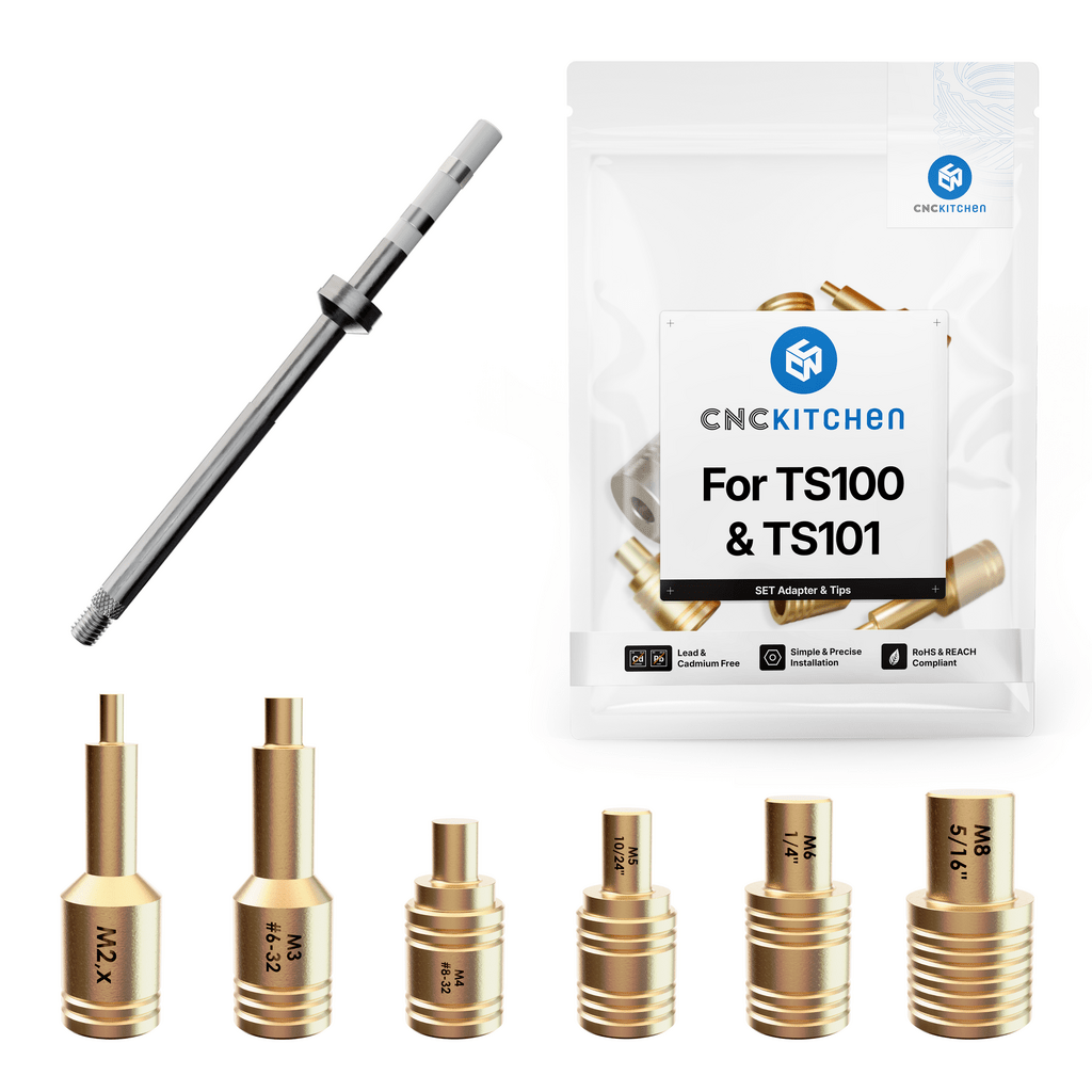CNC Kitchen TS100 TS101 Heat Set Insert Soldering Iron Adaptor and Tips - sayercnc - 3D Printer Parts Australia