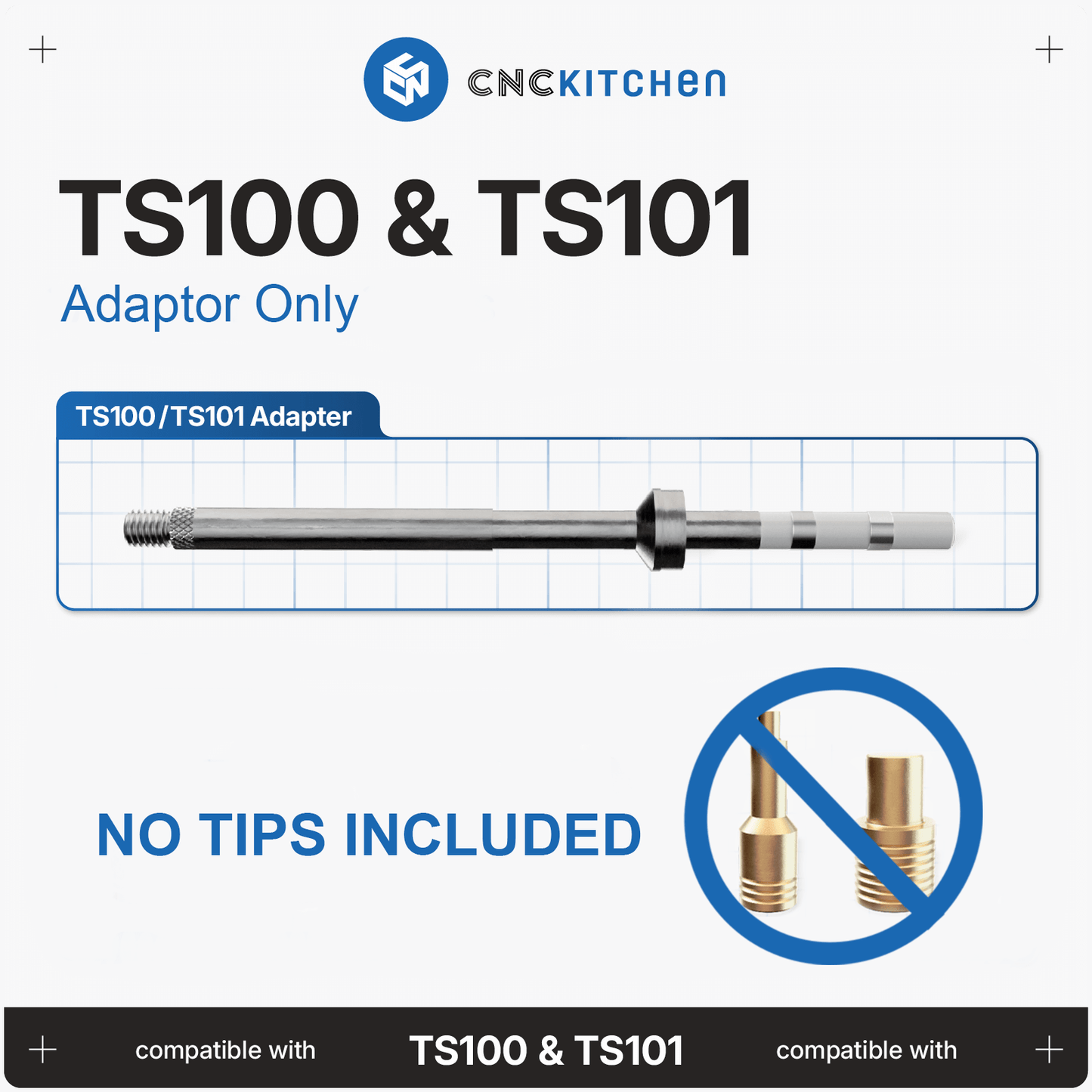 CNC Kitchen TS100 TS101 Soldering Iron Adaptor for CNC Kitchen Heat Set Inserts - ADAPTOR ONLY - sayercnc - 3D Printer Parts Australia