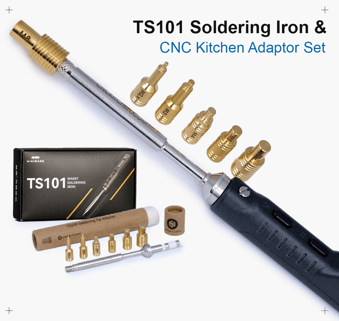 CNC Kitchen TS101 (TS100 Upgrade) Adaptor Set and Miniware TS101 Soldering Iron Combo W/ BC2 Tip - sayercnc - 3D Printer Parts Australia