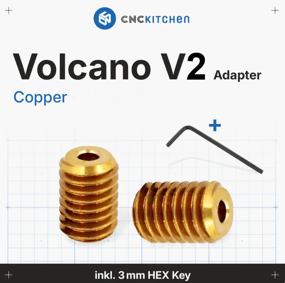 CNC Kitchen Volcano Adapter V2 Adapt V6 Nozzles to Volcano Blocks - sayercnc - 3D Printer Parts Australia