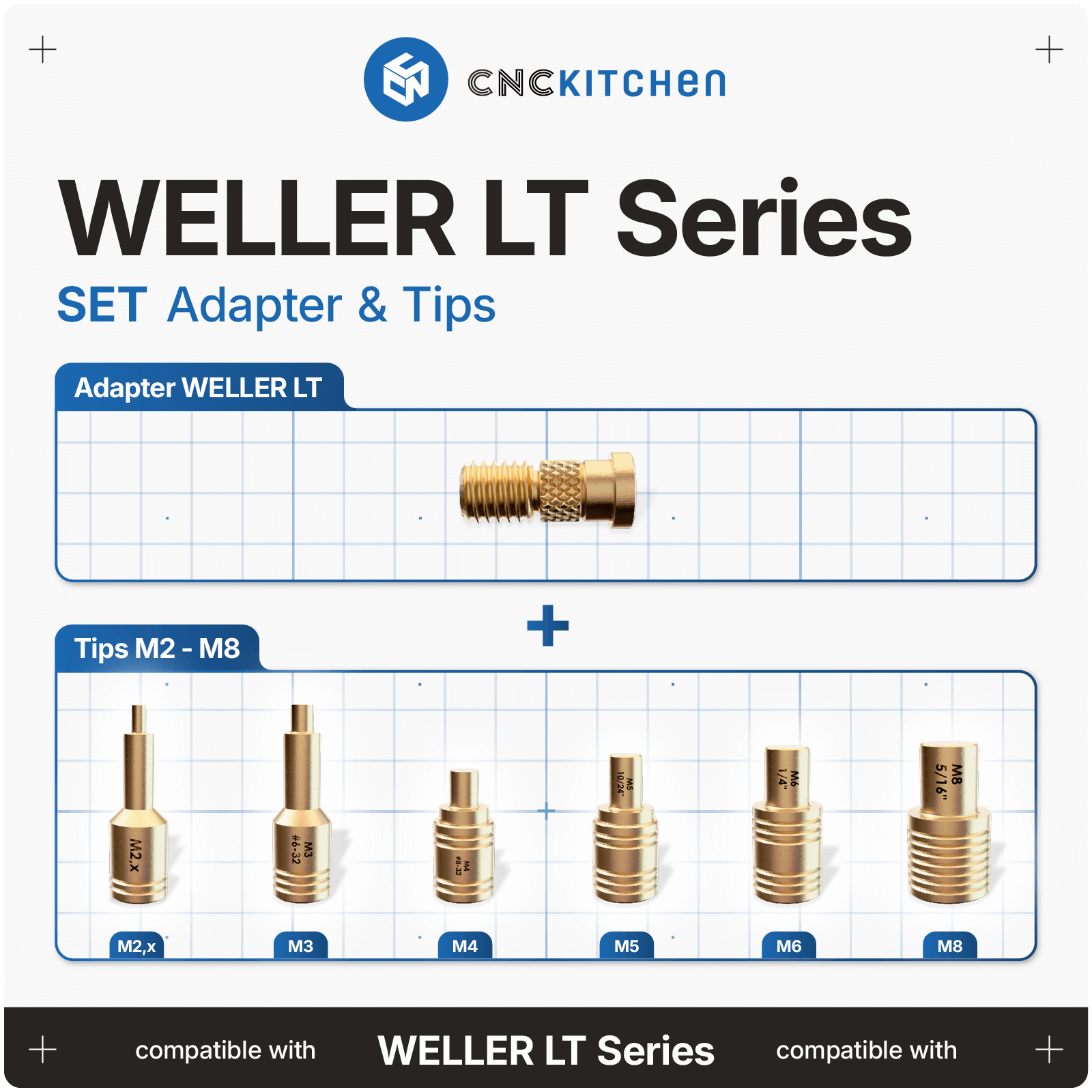 CNC Kitchen Weller LT Heat Set Insert Soldering Iron Adaptor and Tips - sayercnc - 3D Printer Parts Australia