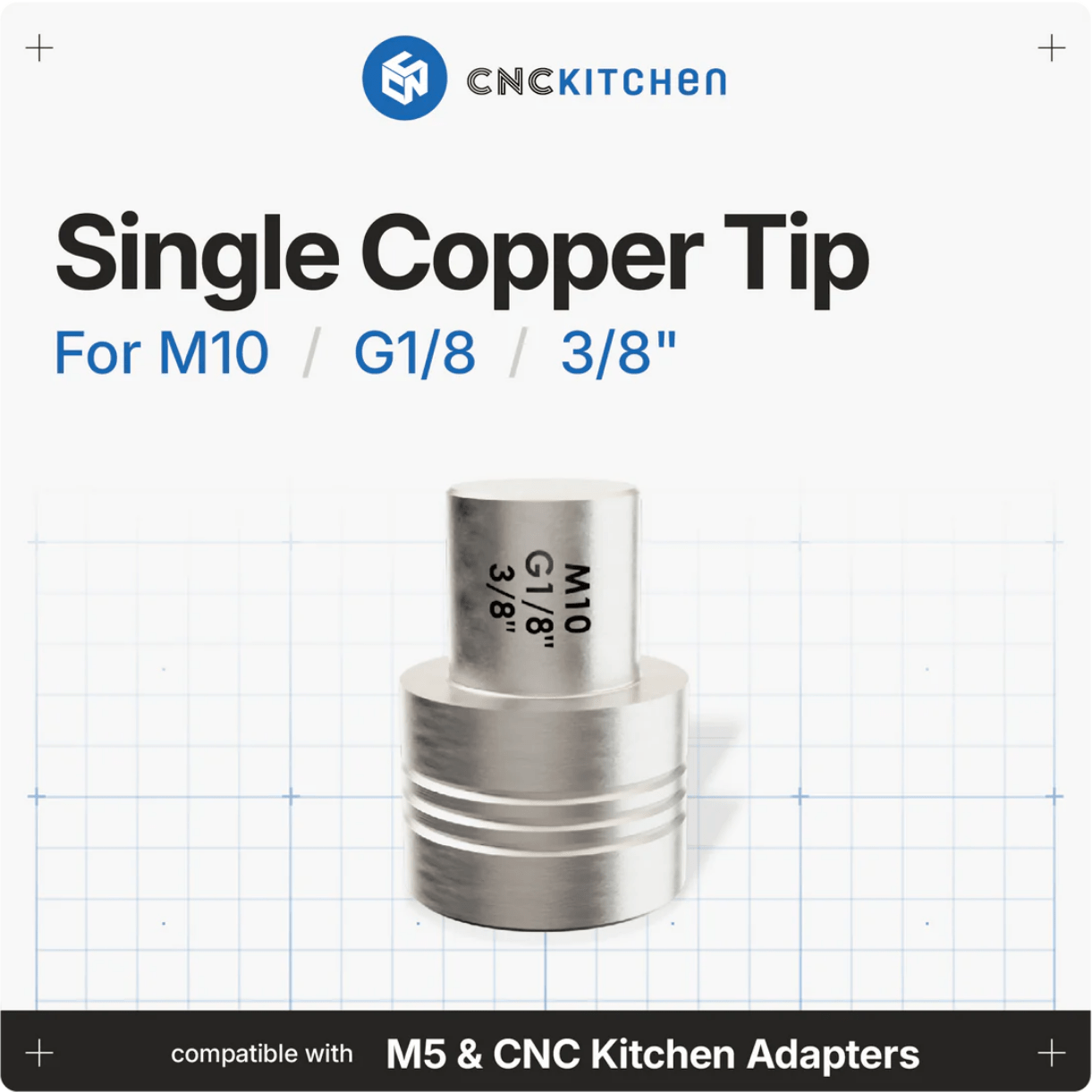 Heat Insert Tip For 1/8" & 3/8" Soldering Iron Adaptors By CNC Kitchen - sayercnc - 3D Printer Parts Australia