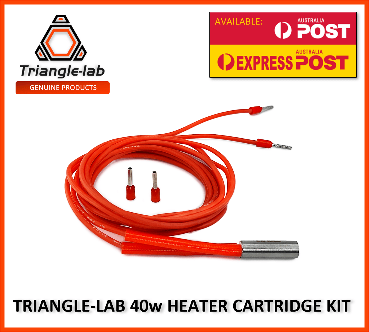 40w TriangleLab Heater Cartridge Cable 20mm x 6mm 12/24v Stainless 3D Printer - sayercnc - 3D Printer Parts Australia