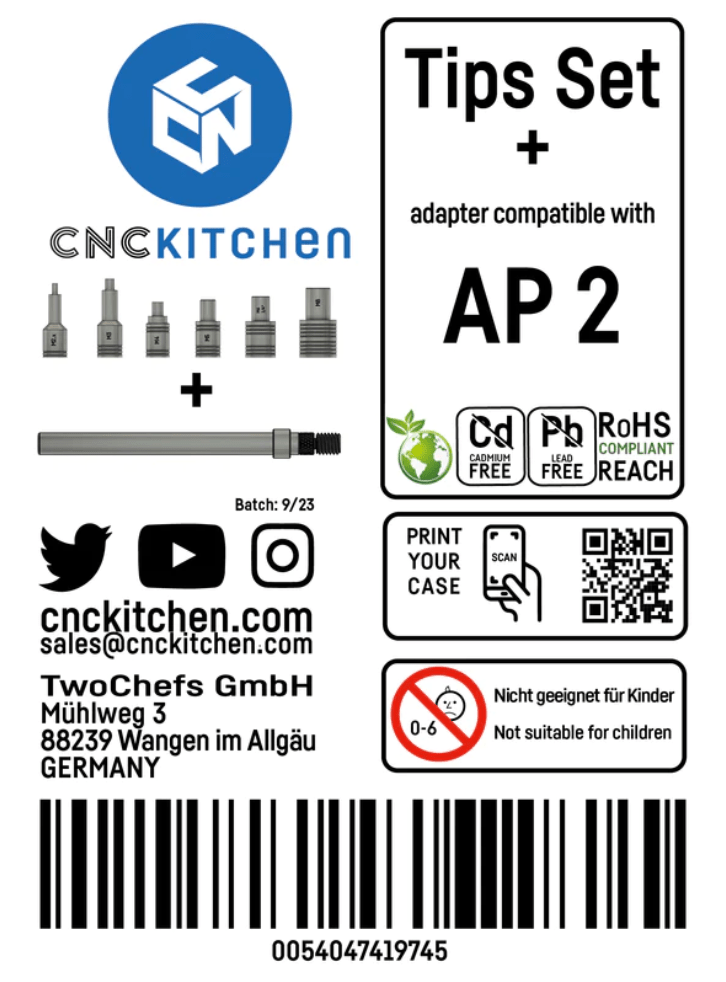 CNC Kitchen AP2 Heat Set Insert Soldering Iron Adaptor and Tips - sayercnc - 3D Printer Parts Australia