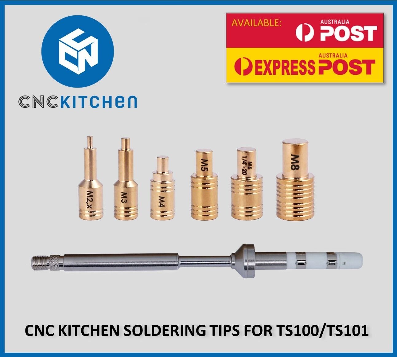 CNC Kitchen TS100 TS101 Heat Set Insert Soldering Iron Adaptor and Tips - sayercnc - 3D Printer Parts Australia