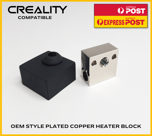 Creality MK8 Compatible Plated Copper Heater Block for Ender 3 CR10 Upgrade - sayercnc - 3D Printer Parts Australia