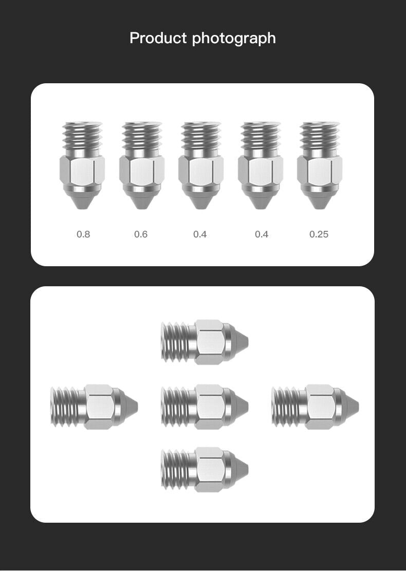 Creality Plated Copper Nozzle 5PC MK-HF Kit MK8 Hotend Ender 3 / S1 / CR 6 / Neo - sayercnc - 3D Printer Parts Australia
