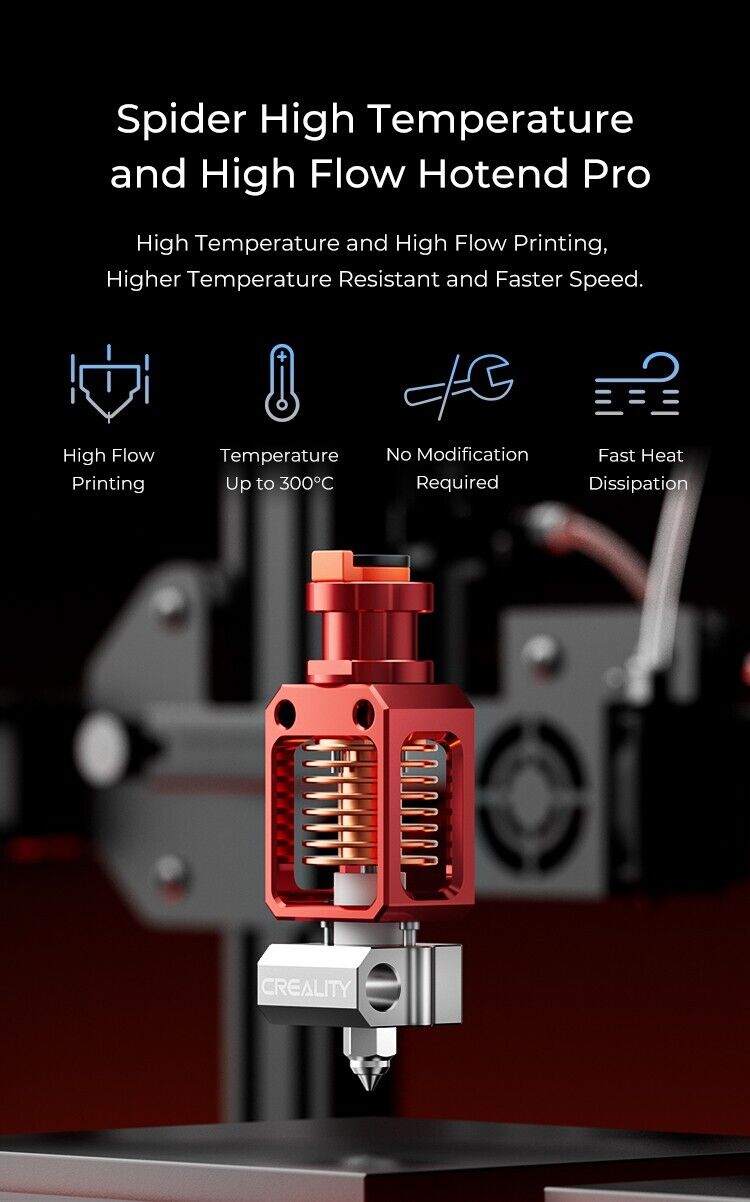 creality spider hotend new high flow model 300c for ender / cr10 and more