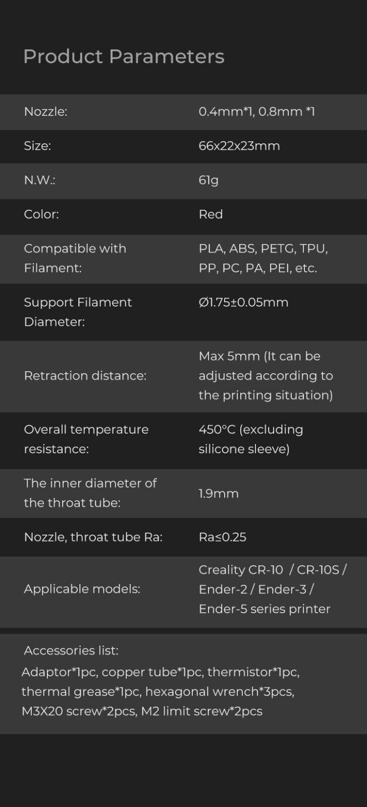 creality spider hotend new high flow model 300c for ender / cr10 and more