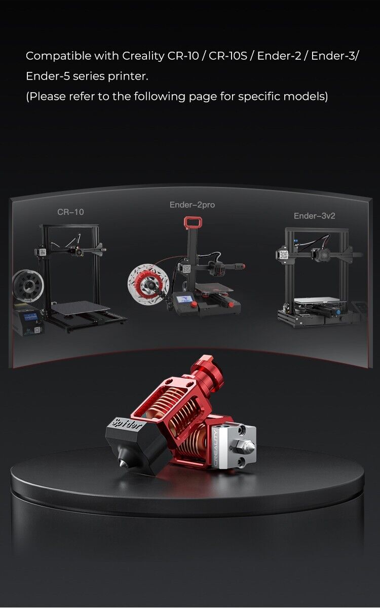 creality spider hotend new high flow model 300c for ender / cr10 and more