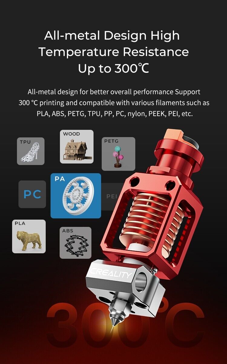 creality spider hotend new high flow model 300c for ender / cr10 and more