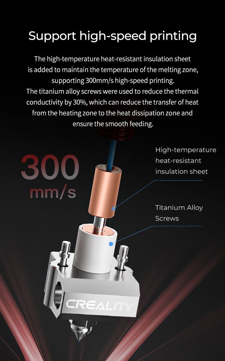 creality spider hotend new high flow model 300c for ender / cr10 and more