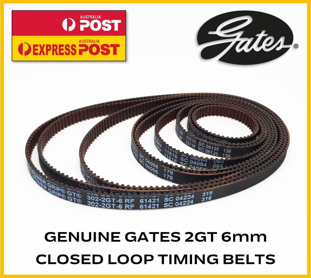 GATES Closed Loop Timing Belts GT2 Genuine 2mm Pitch 6mm Width 3D Prin