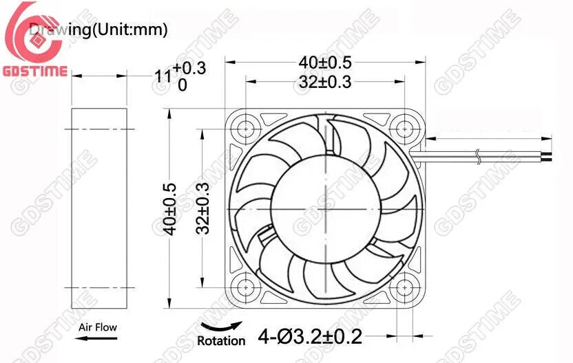 GDSTIME 24v Axial Fan GDA4010 EC Brushless Dual Bearing 4010 7500RPM - sayercnc - 3D Printer Parts Australia