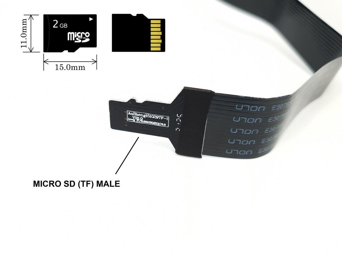 Micro SD To SD Card Extension Cable Adapter Extender TF 46cm Black