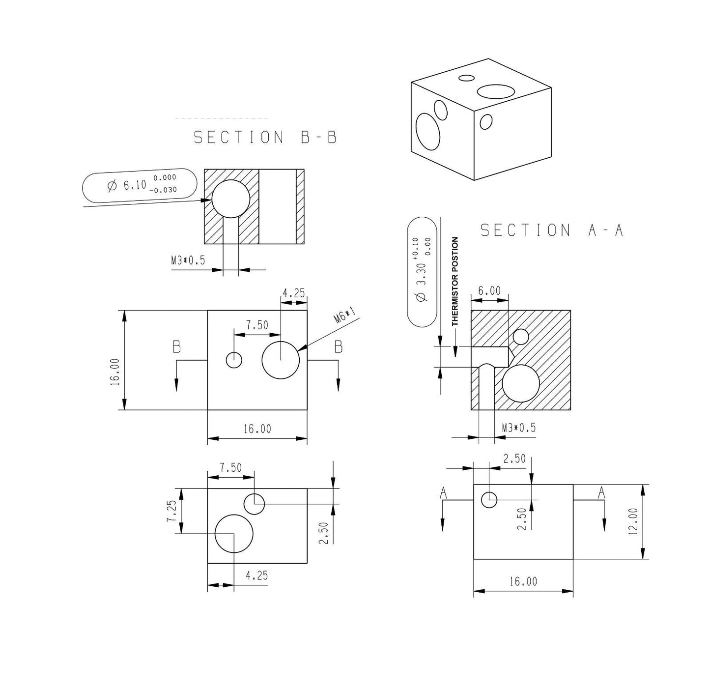 Plated Copper Heater Block to Suit V5 Style Applications with Silicone Cover - sayercnc - 3D Printer Parts Australia