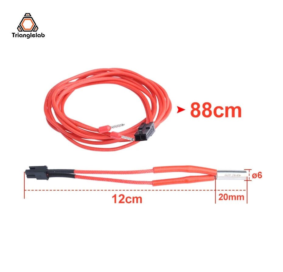 Triangle-Lab 40w 12v 6x20mm Quick Disconnect Heater Cartridge and Cable - sayercnc - 3D Printer Parts Australia