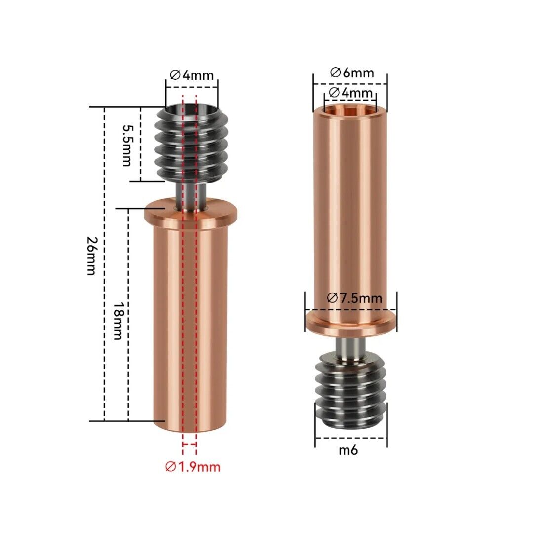 Anycubic Kobra 2 Bi - Metal Heat Break All - Metal Heatbreak Neo Max Pro Plus - sayercnc - 3D Printer Parts Australia