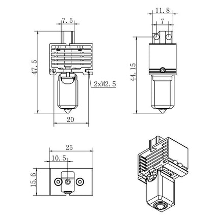 Bambu Labs V3 Hotend Bimetal Upgrade and Nozzle Set 0.4 0.6 for X1 3D Printers - sayercnc - 3D Printer Parts Australia