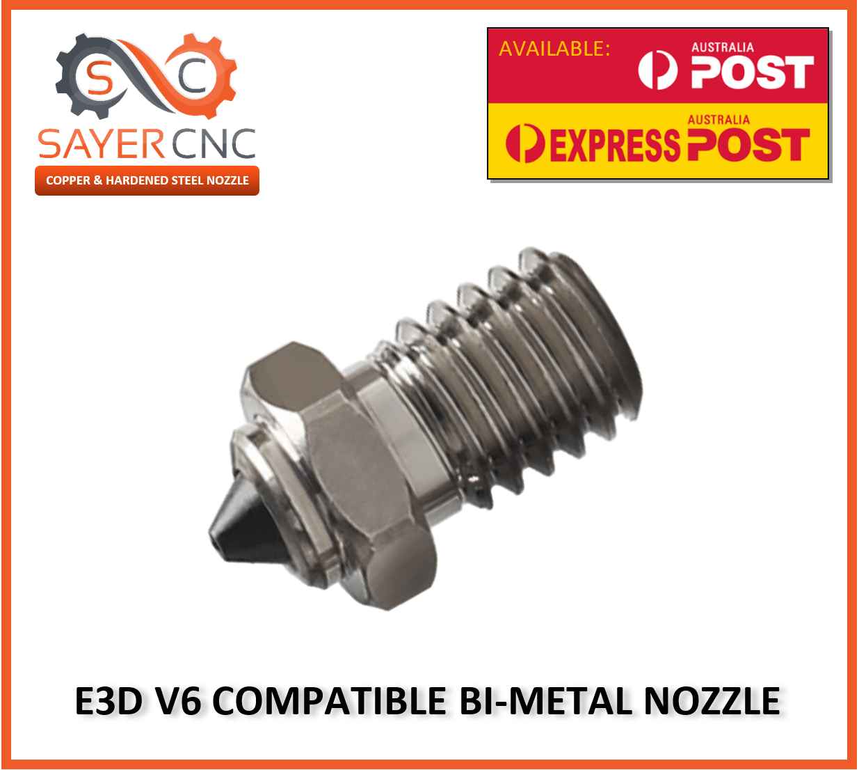 Bimetal E3D V6 Compatible Nozzle Hardened Steel Plated Copper 0.4 0.6 0.8 - sayercnc - 3D Printer Parts Australia