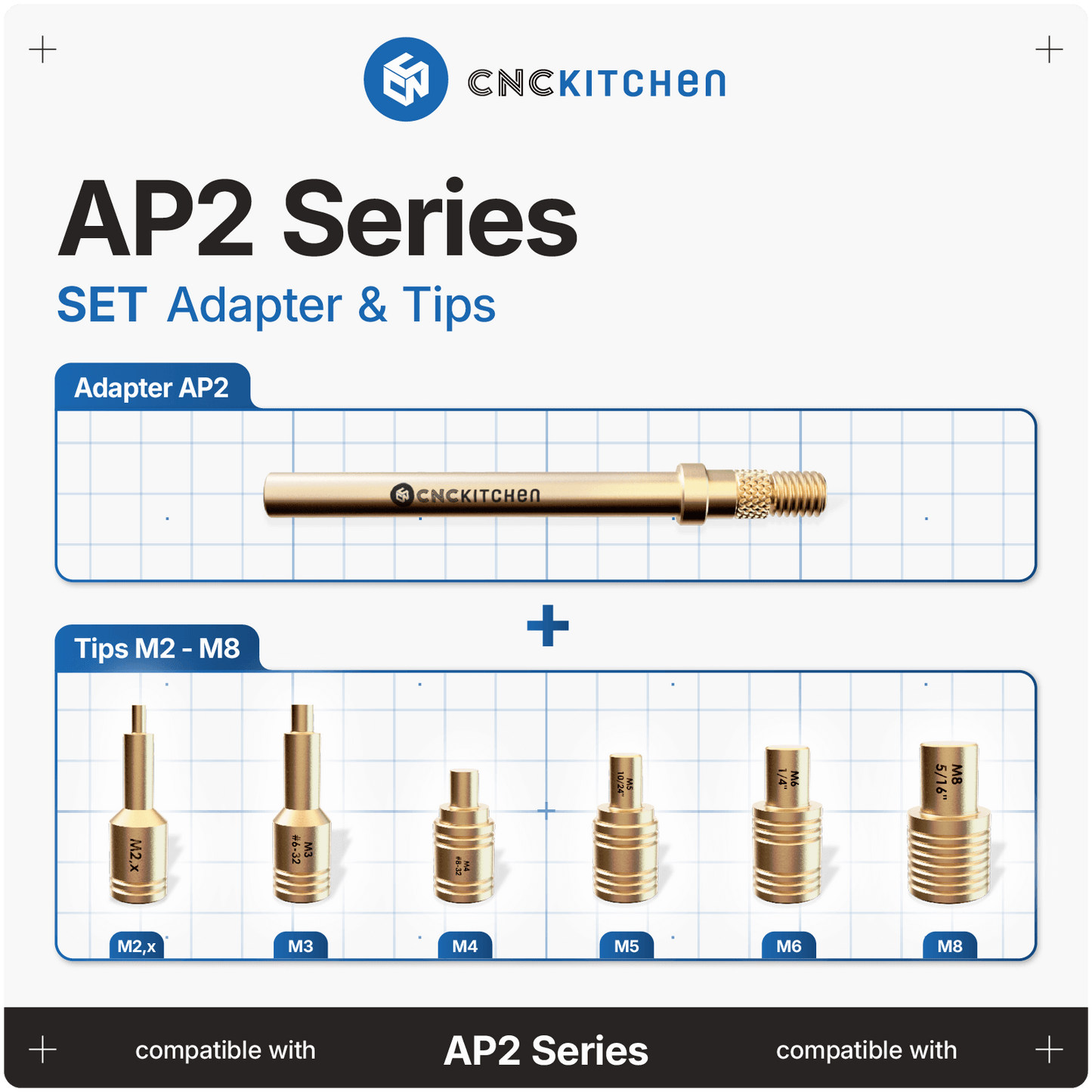 CNC Kitchen AP2 Heat Set Insert Soldering Iron Adaptor and Tips - sayercnc - 3D Printer Parts Australia