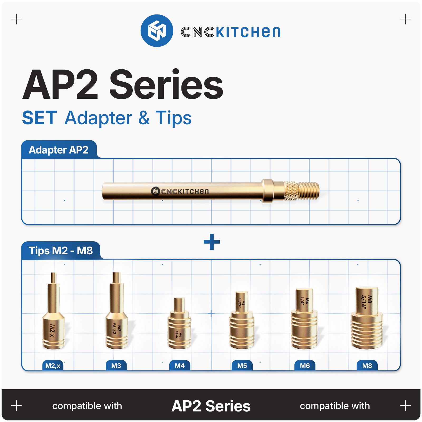 CNC Kitchen AP2 Heat Set Insert Soldering Iron Adaptor and Tips - sayercnc - 3D Printer Parts Australia