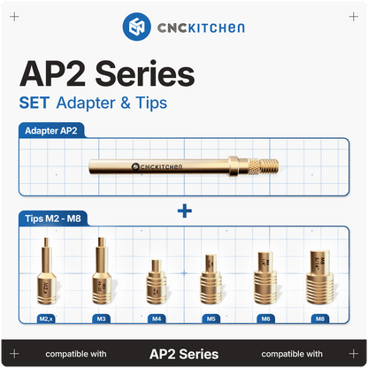 CNC Kitchen AP2 Heat Set Insert Soldering Iron Adaptor and Tips - sayercnc - 3D Printer Parts Australia