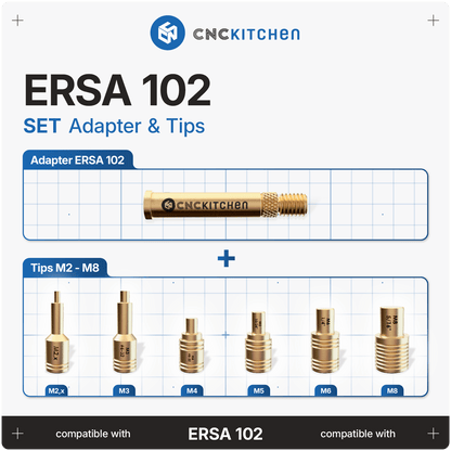 CNC Kitchen ERSA TYPE 2 Heat Set Insert Soldering Iron Adaptor and Tips - sayercnc - 3D Printer Parts Australia