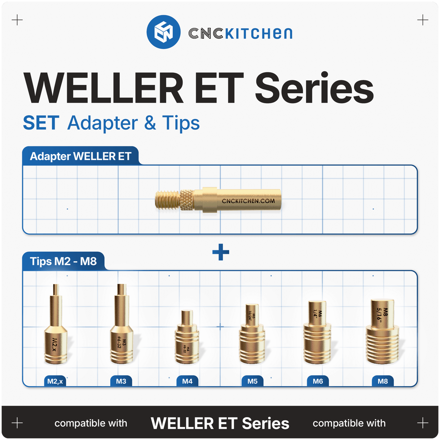 CNC Kitchen Heat Set Insert Soldering Iron Tips for Assorted Weller Irons ET - sayercnc - 3D Printer Parts Australia