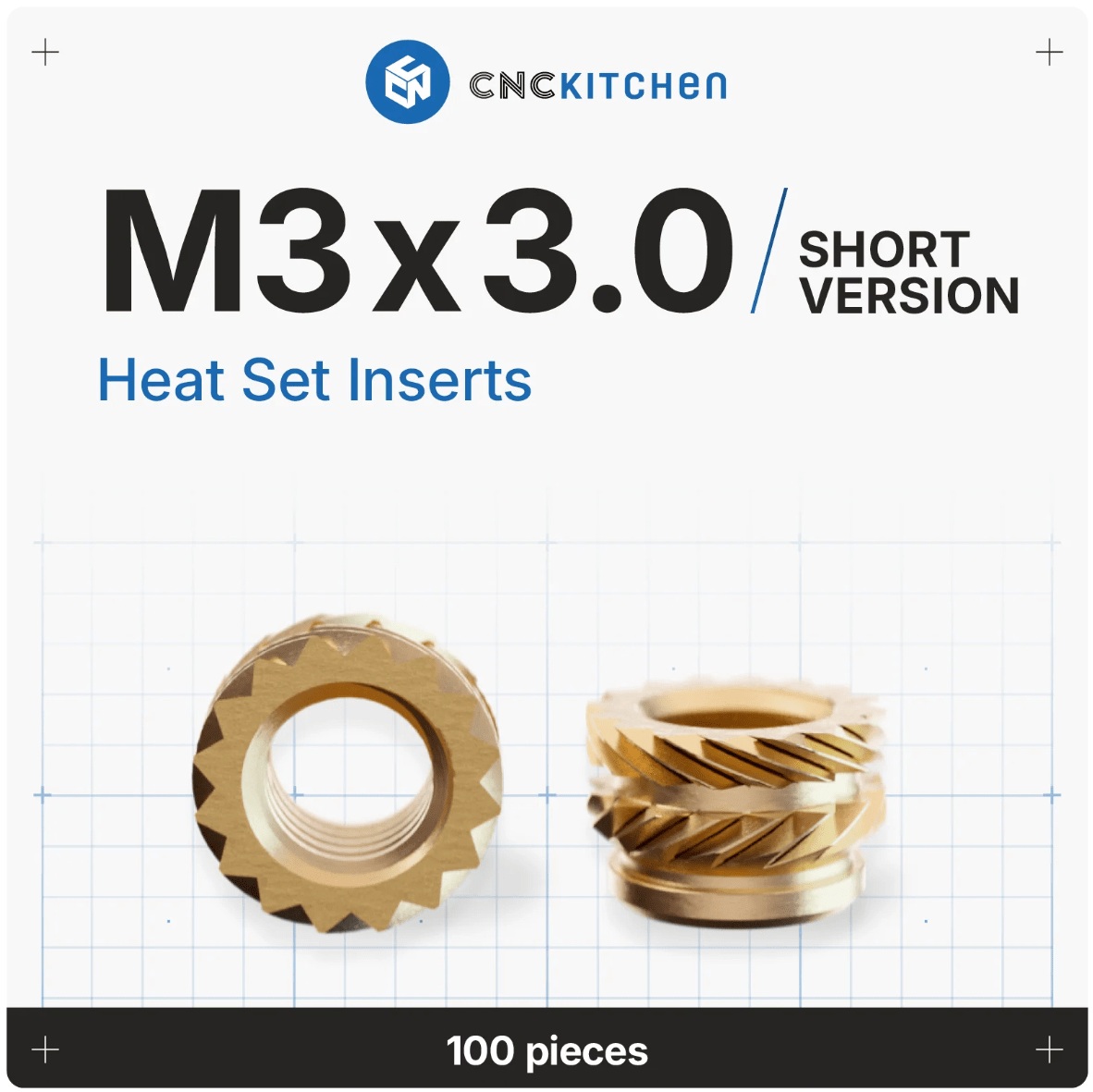 CNC Kitchen Heat Threaded Insert M2 M2.5 M3 VORON M4 M5 M6 M8 1/4" 1/8" 3/8" MIXED SET - sayercnc - 3D Printer Parts Australia
