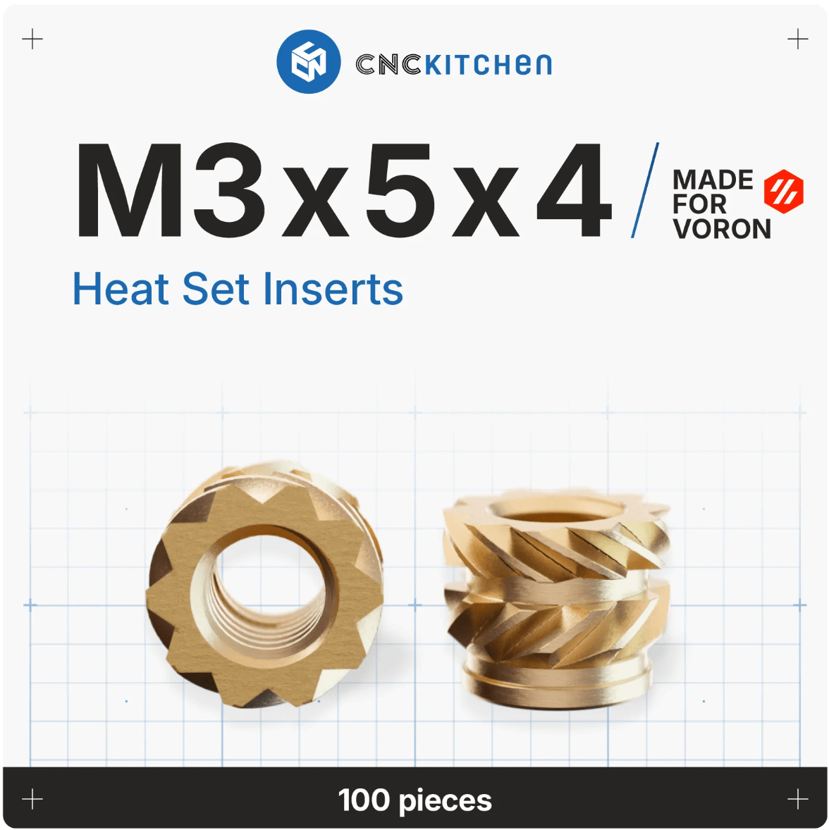 CNC Kitchen Heat Threaded Insert M2 M2.5 M3 VORON M4 M5 M6 M8 1/4" 1/8" 3/8" MIXED SET - sayercnc - 3D Printer Parts Australia