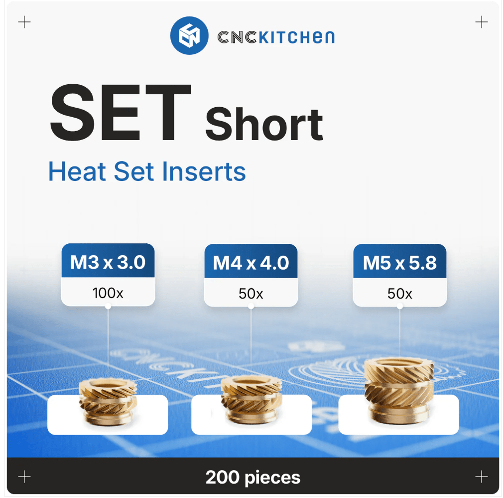 CNC Kitchen Heat Threaded Insert M2 M2.5 M3 VORON M4 M5 M6 M8 1/4" 1/8" 3/8" MIXED SET - sayercnc - 3D Printer Parts Australia