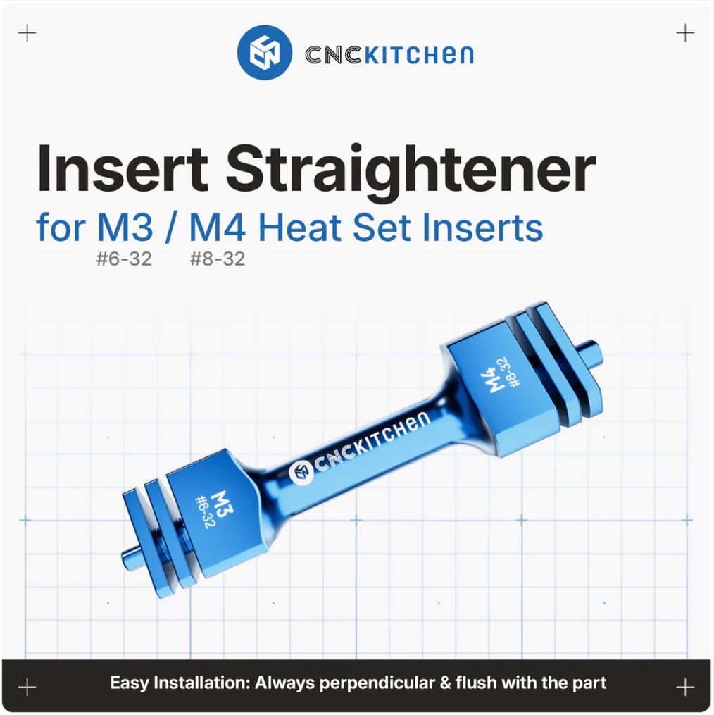 CNC Kitchen Insert Straightener M2 to M10 (2 - 56 to G1/8") - sayercnc - 3D Printer Parts Australia