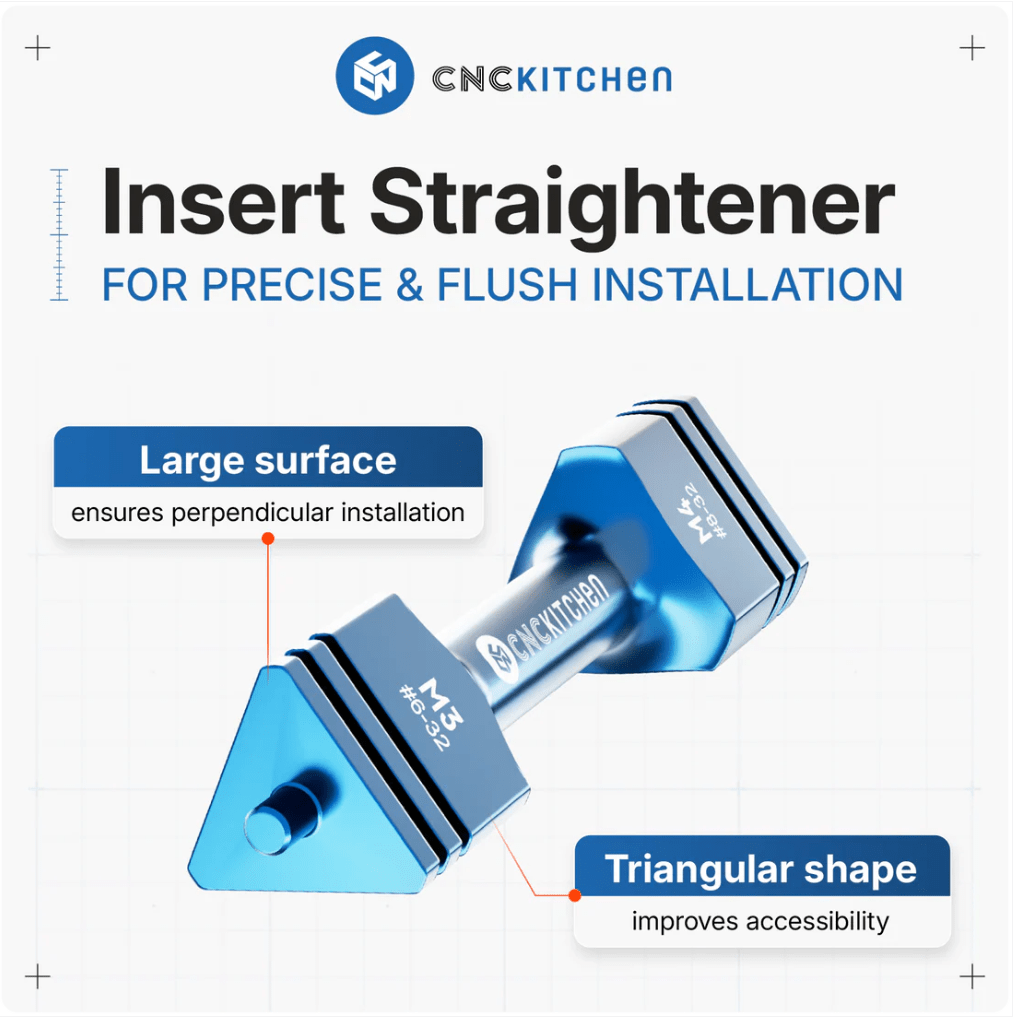 CNC Kitchen Insert Straightener M2 to M10 (2 - 56 to G1/8") - sayercnc - 3D Printer Parts Australia