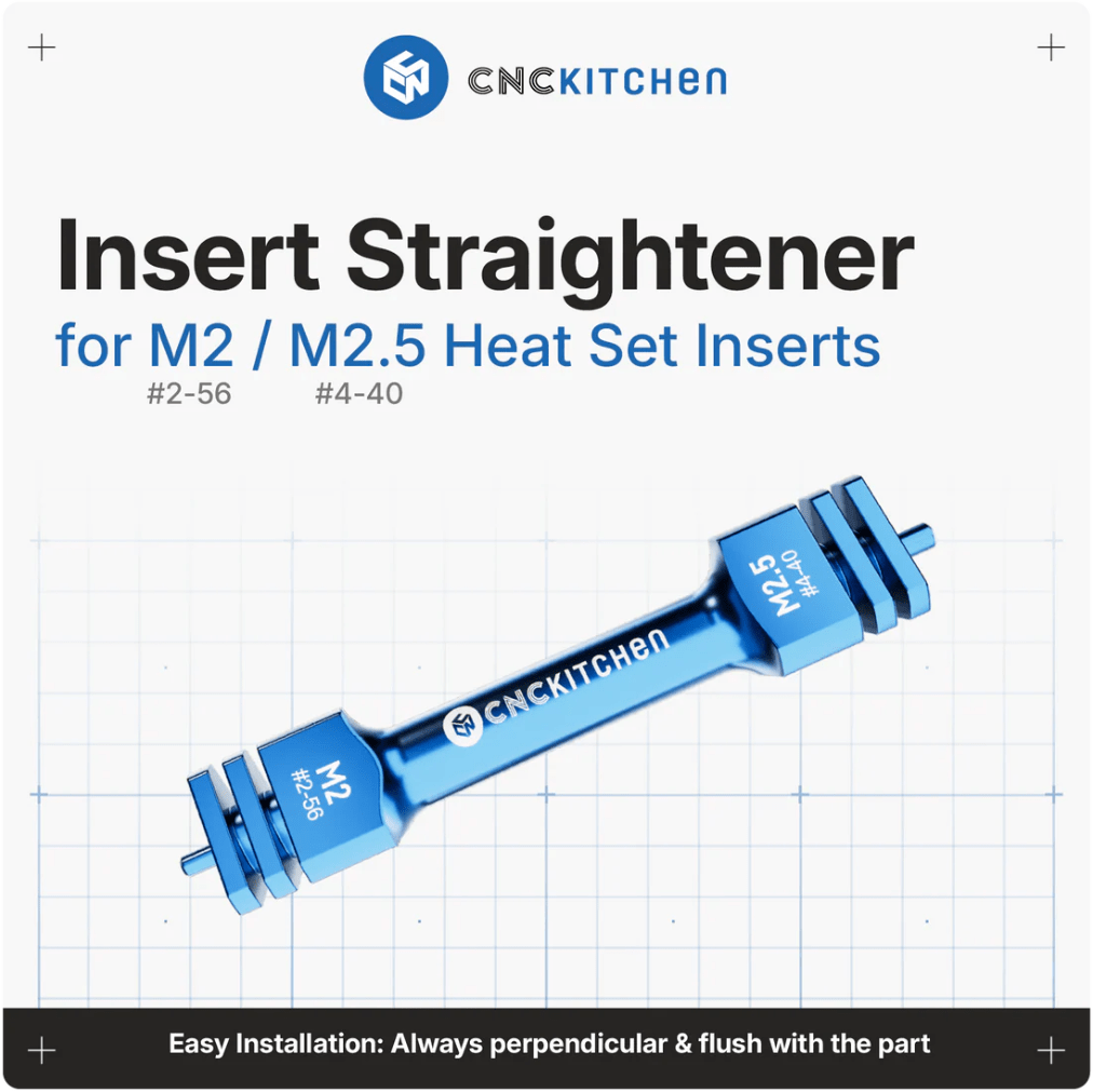 CNC Kitchen Insert Straightener M2 to M10 (2 - 56 to G1/8") - sayercnc - 3D Printer Parts Australia