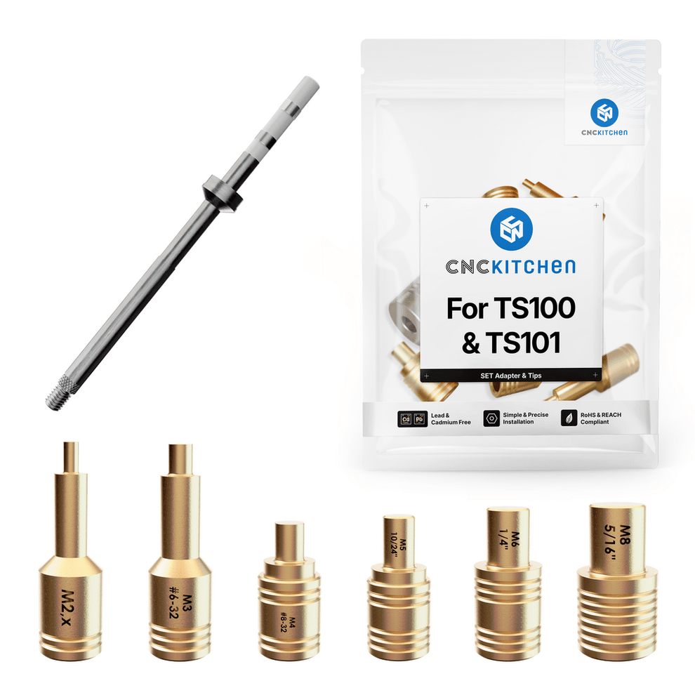 CNC Kitchen TS100 TS101 Heat Set Insert Soldering Iron Adaptor and Tip ...