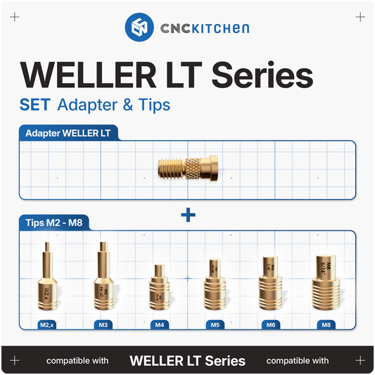 CNC Kitchen Weller LT Heat Set Insert Soldering Iron Adaptor and Tips - sayercnc - 3D Printer Parts Australia