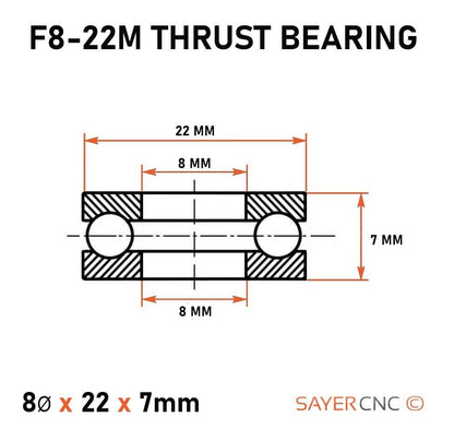 F8 - 22M x4 Thrust Ball Bearing Miniature 11 ball 8x22x7mm Set of 4 - sayercnc - 3D Printer Parts Australia