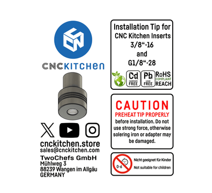 Heat Insert Tip For 1/8" & 3/8" Soldering Iron Adaptors By CNC Kitchen - sayercnc - 3D Printer Parts Australia