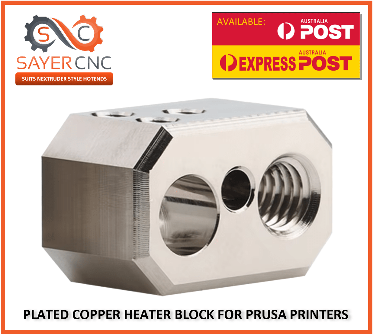 Heater Block Plated Copper for Nextruder Hotend by Prusa XL MK4 MK3.9 - sayercnc - 3D Printer Parts Australia