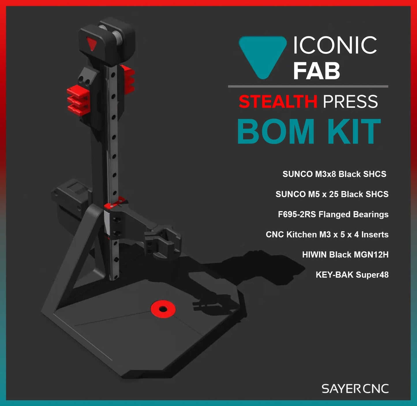 Iconic LAB Stealth Press BOM HIWIN CNC Kitchen Premium Hardware Kit - sayercnc - 3D Printer Parts Australia