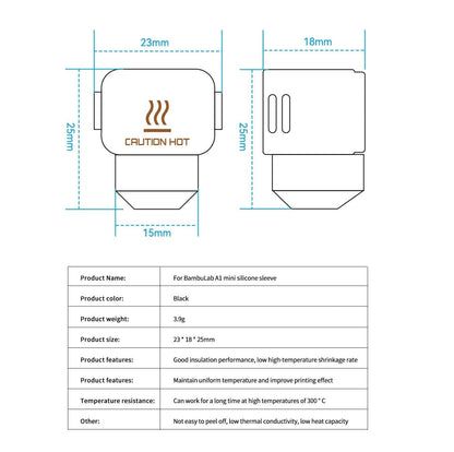 3pc Bambu A1 Mini Silicone Sock Cover for Hotend Heater Block - sayercnc - 3D Printer Parts Australia